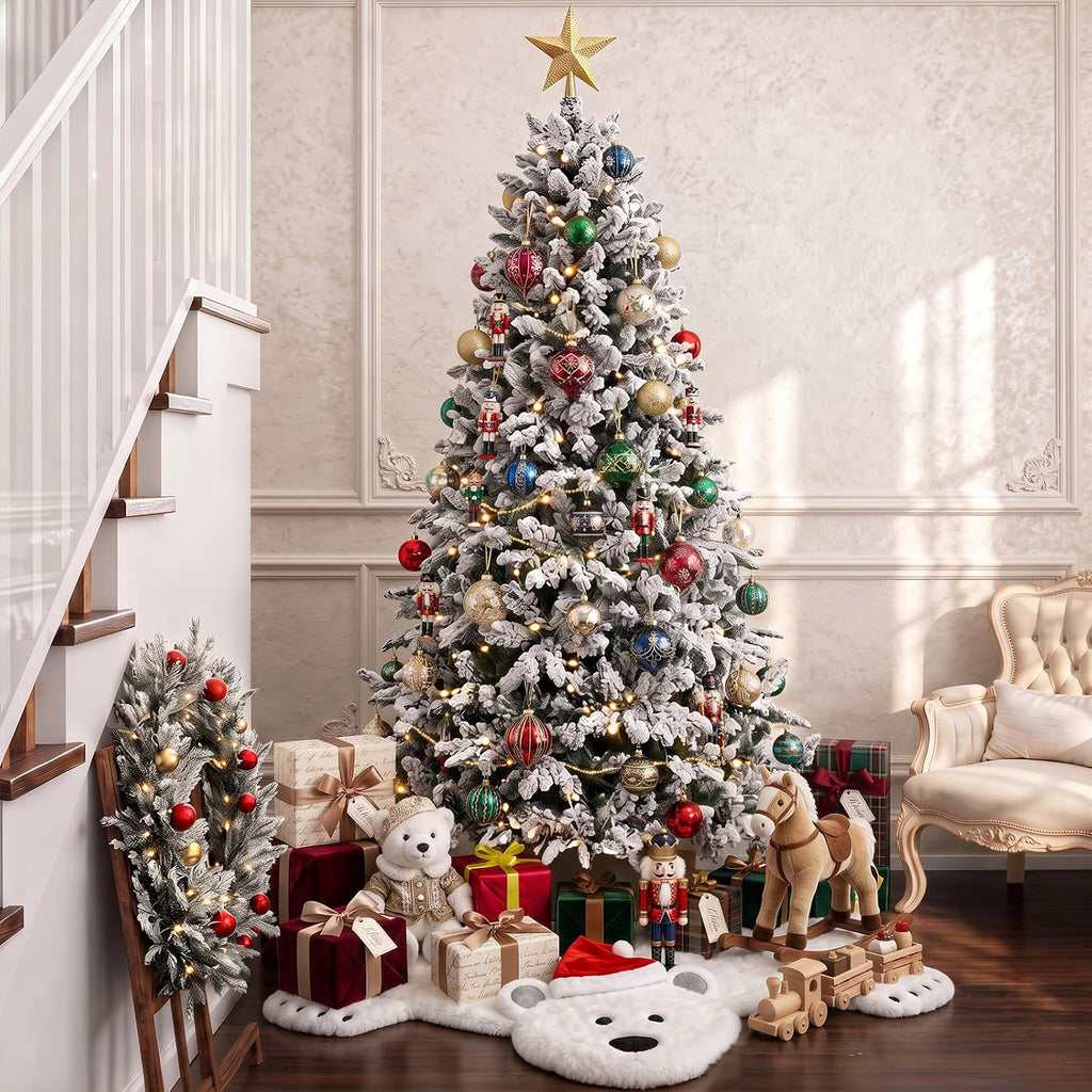 White Christmas Tree Skirt 60 Inches, Faux Fur Polar Bear Christmas Decor