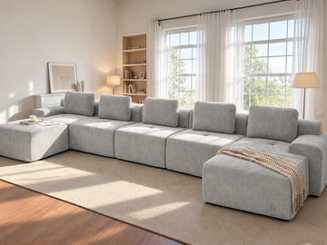 196" U Shaped Oversized Boneless Couch, Comfort Cloud Sectional Couches, Modular Sofa High Back & Extra Deep Seat