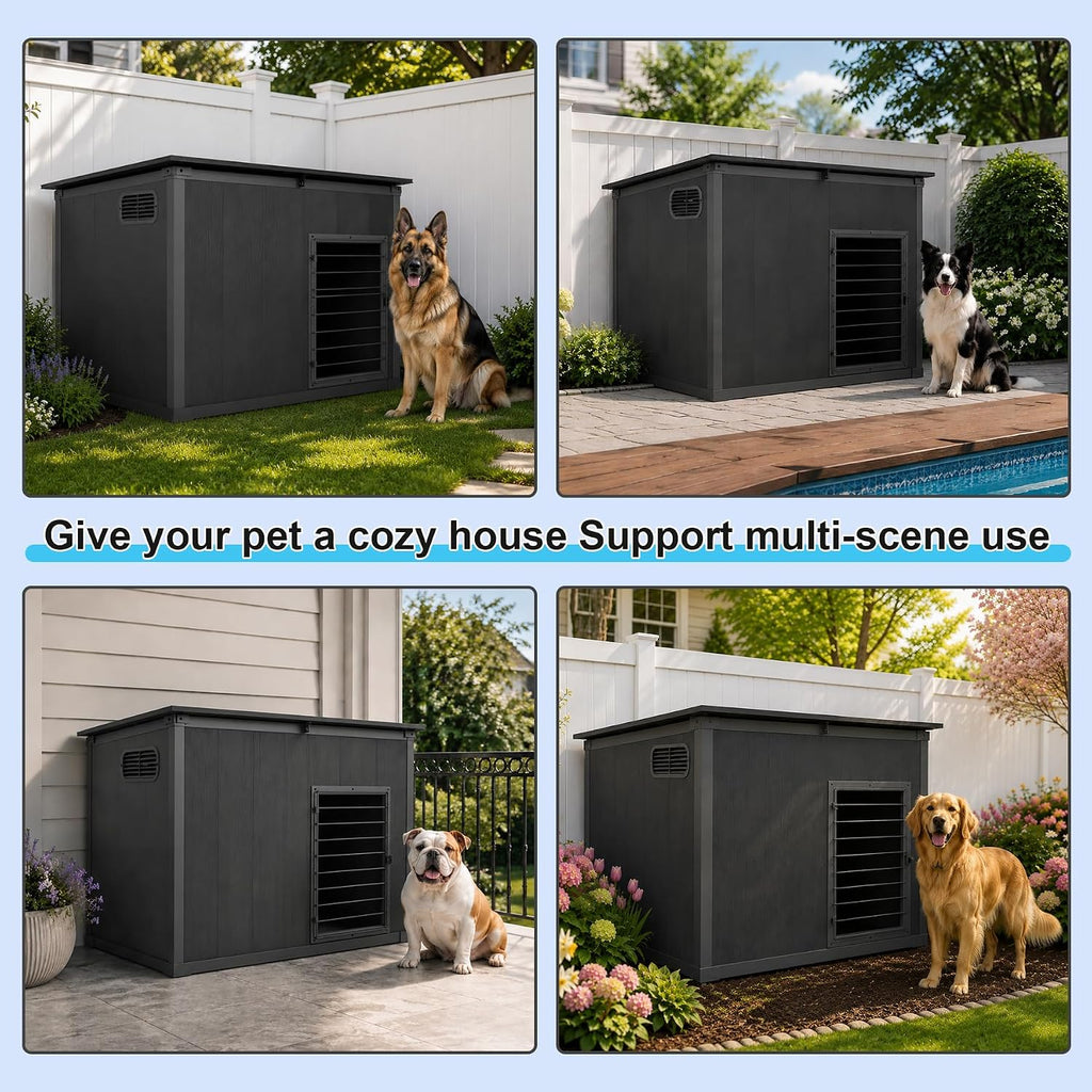 Large Dog House Outdoor Weatherproof, Indoor Dog House with Lock Door