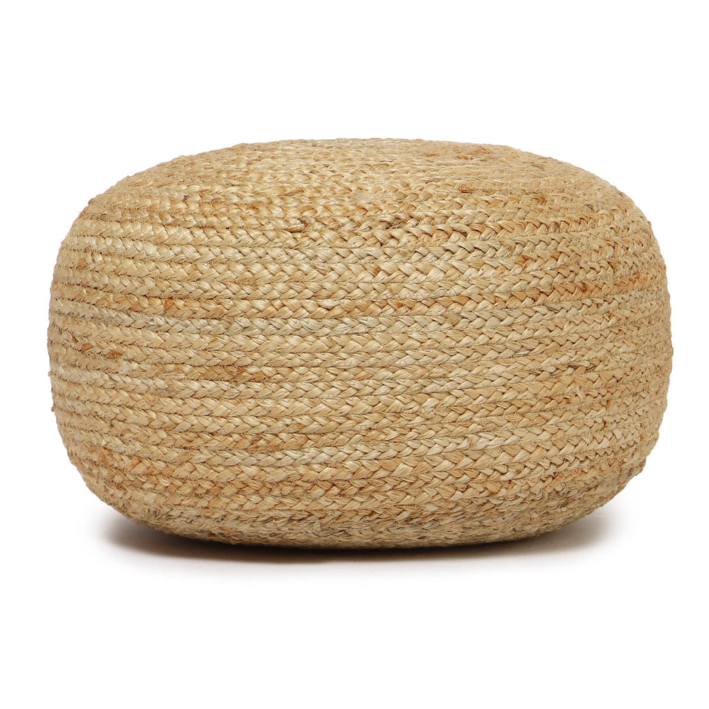 Jute Circular Low Pouf - Pouffe Foot Stool - Natural, Set of 2