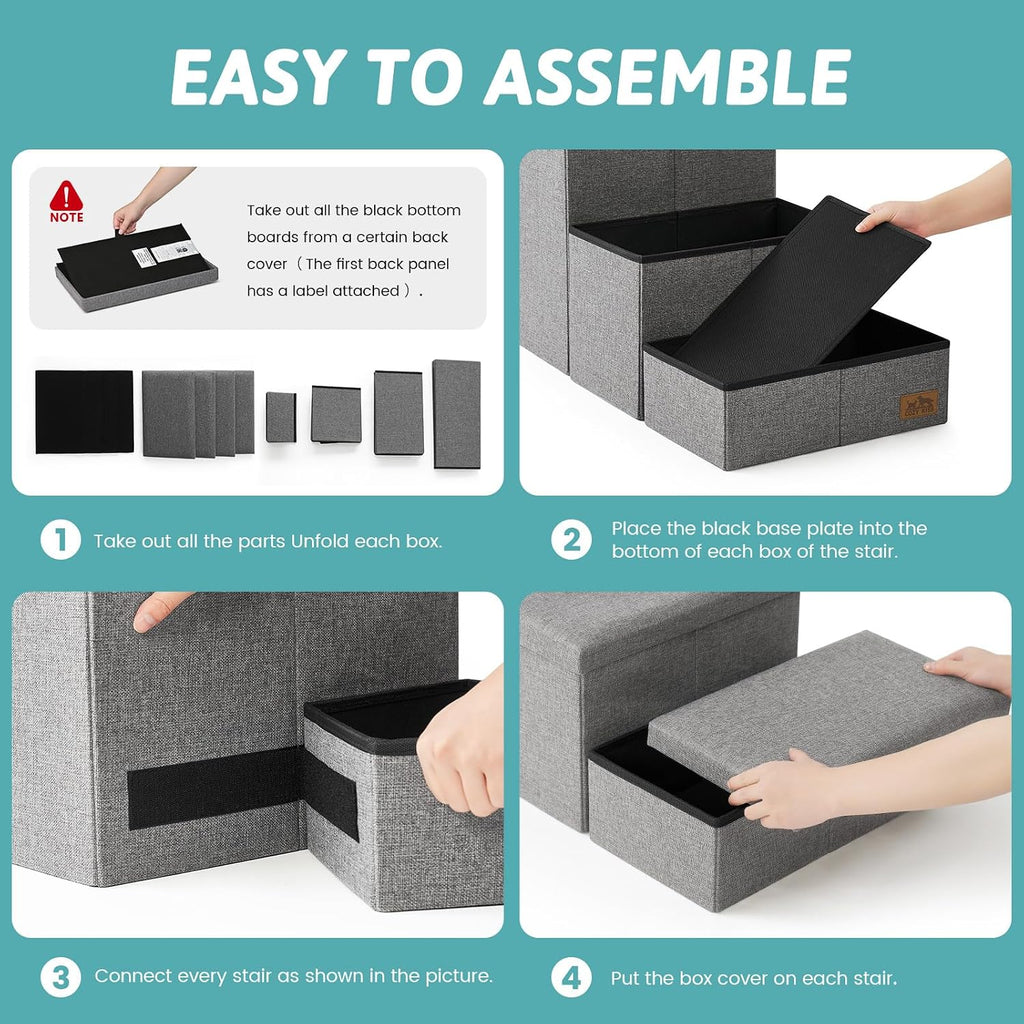 Dog Stairs with Storage, 22" H Wider Dog Steps, 4-Step