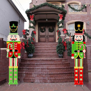2 Pcs 6FT Metal Nutcracker Christmas Yard Decoration, Outdoor Decor