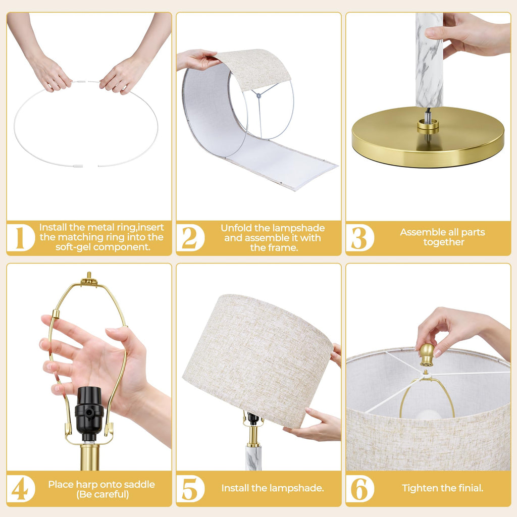 Floor Lamps, 63" Modern White Marble Pattern Standing Lamp