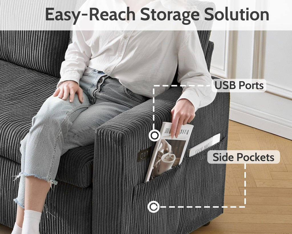 106" U Shaped Sectional Sleeper Sofa Bed with Pull Out Bed, Sectional Sleeper Couch Pull Out Couch with Reclining