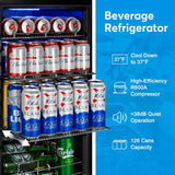 Beverage Refrigerator 17 inch Wide - 126 Can Beverage Cooler with Glass Door | C