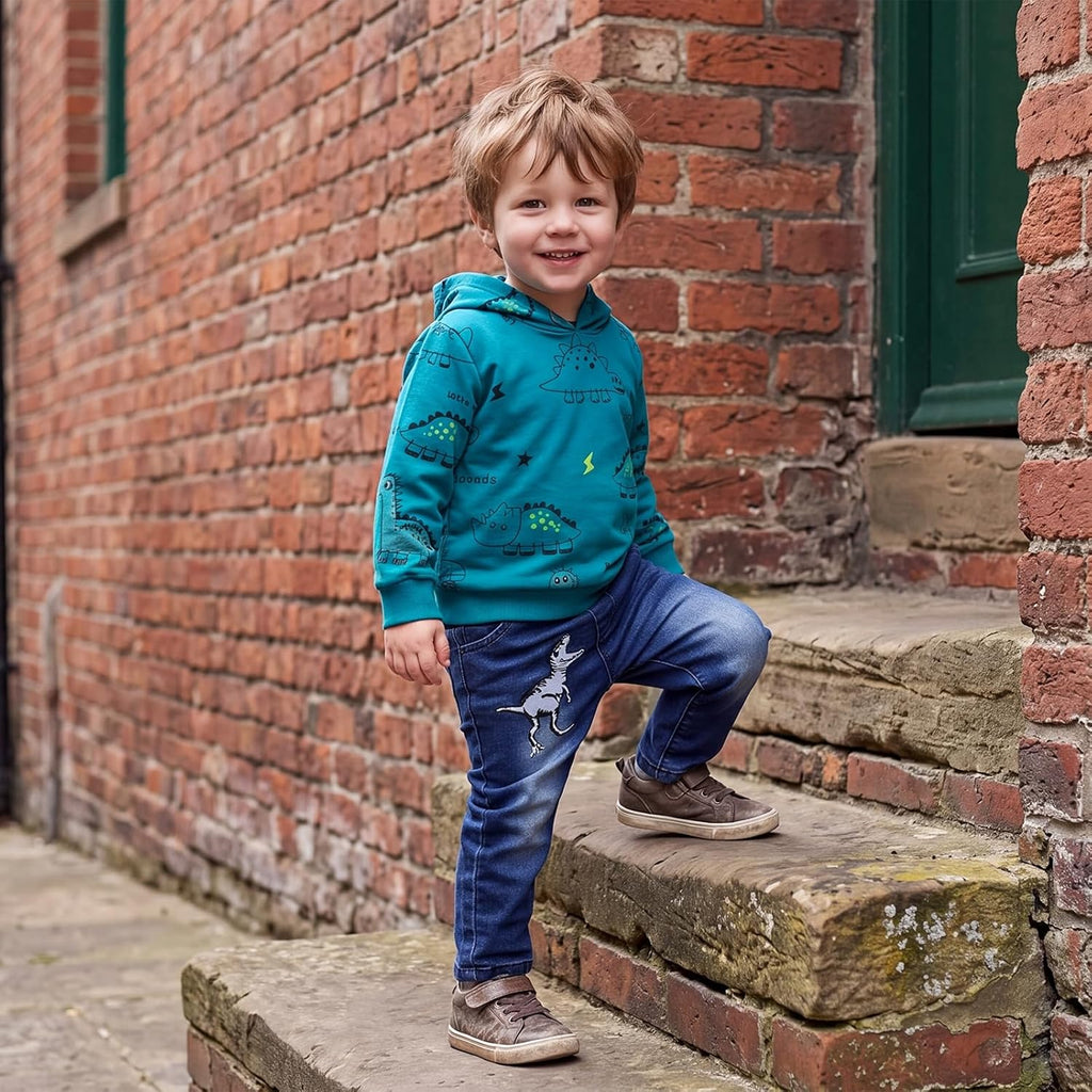 Toddler Boy Clothes Dinosaur Sweatshirt and Jeans Set Pants