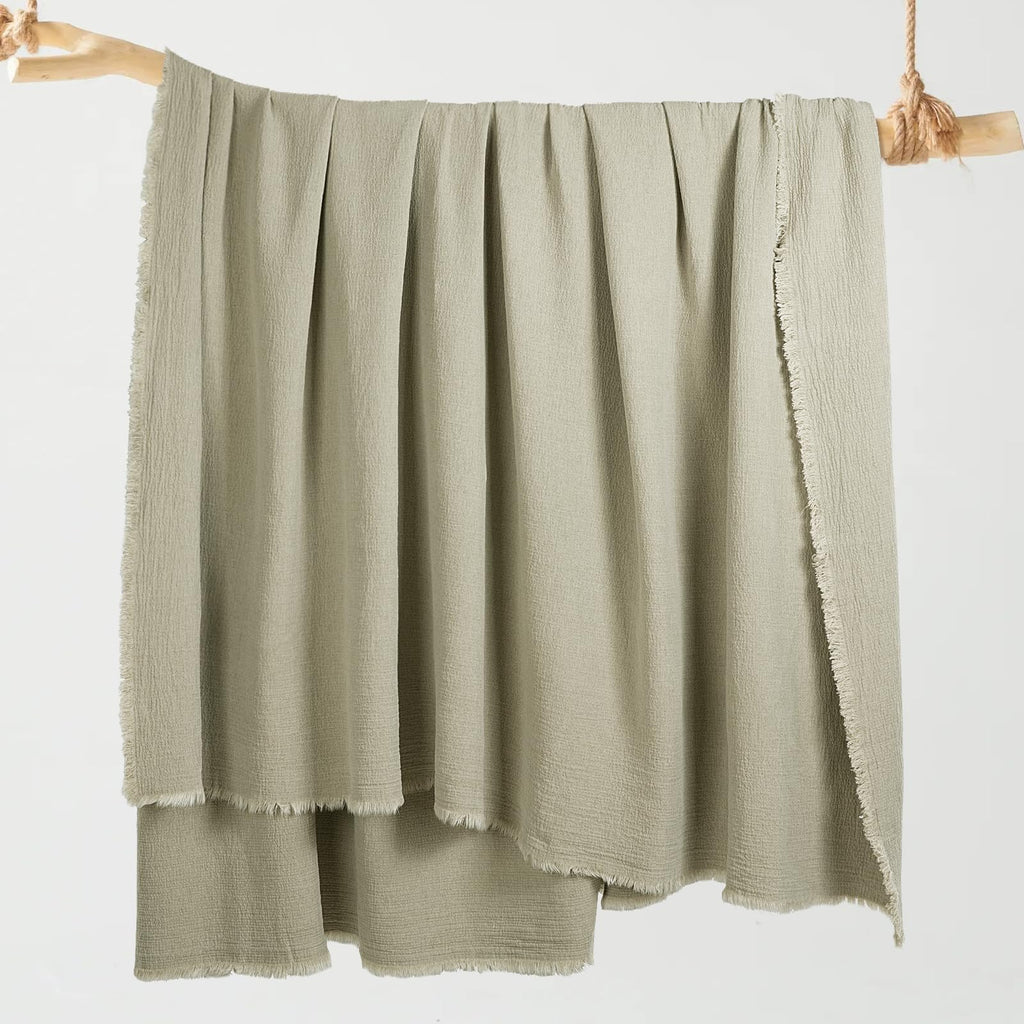 88"x92" Linen Queen Size Blanket-Soft Linen Reversible Throw Lightweight Blanket in Natural Color Bed Blanket (Flax