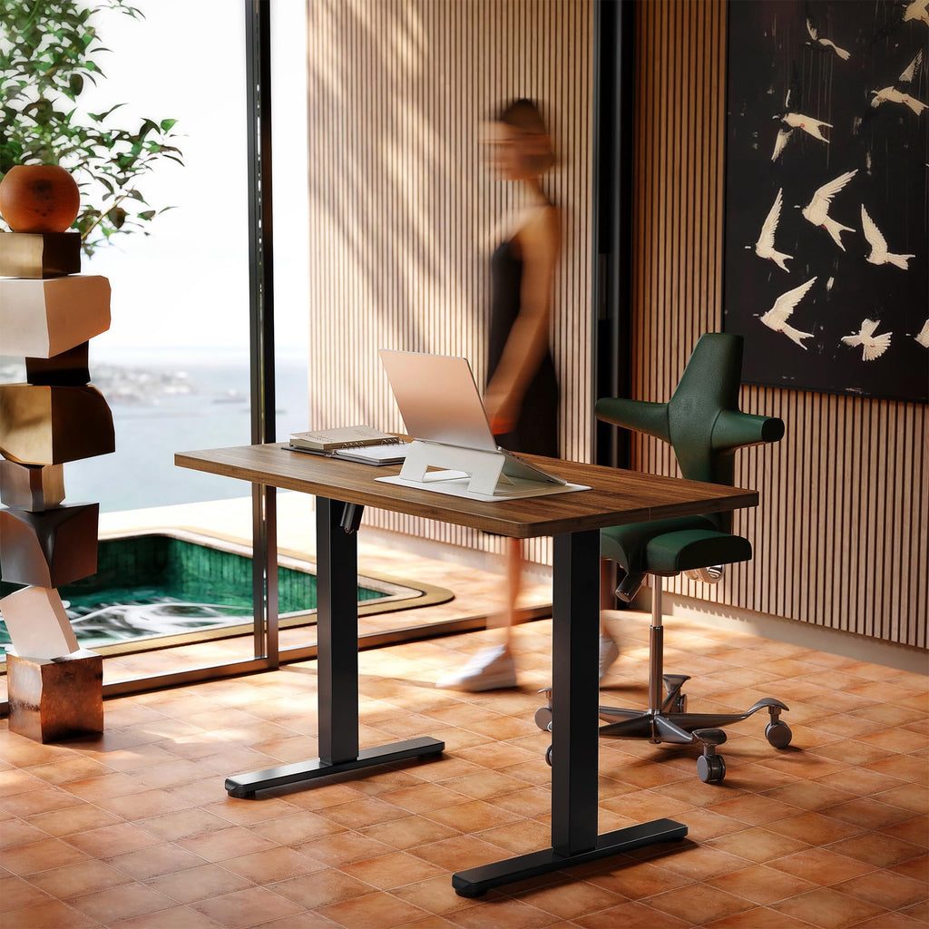 48x24 Inch Electric Standing Desk, Height Adjustable, Walnut