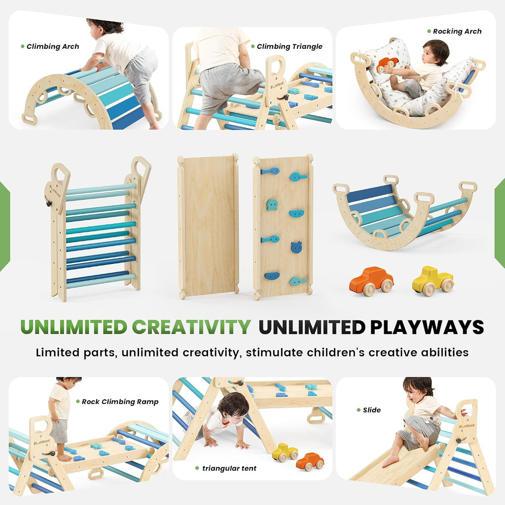 Triangle Set with Cushion, Wooden Climbing Toys for Toddler