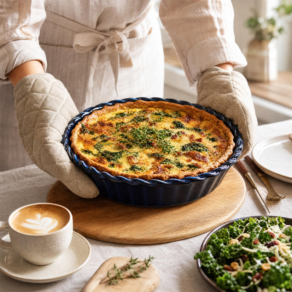 2 Pack Ceramic Pie Pans, 10 Inch Deep Fluted Pie Plate, 54 Ounce Round Baking Dish for Quiche, Apple Pecan Pie, Pot
