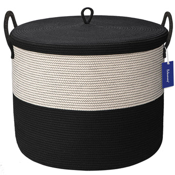 21" x 18"Extra Large storage baskets, Eco-friendly rope baskets with lid, blanket basket living room with lid, hampers