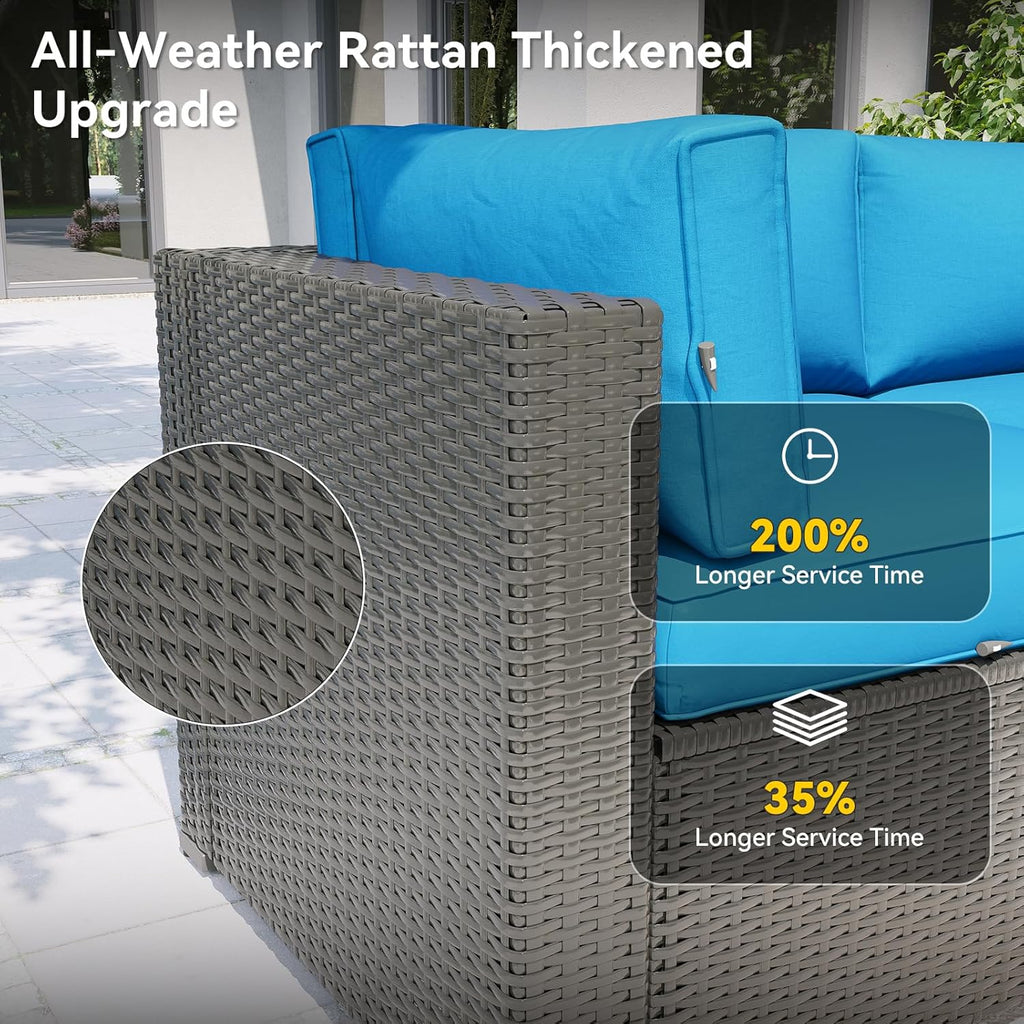Aoxun Patio Furniture Set, 7 Piece Outdoor Sectional Sofas with Waterproof Cover