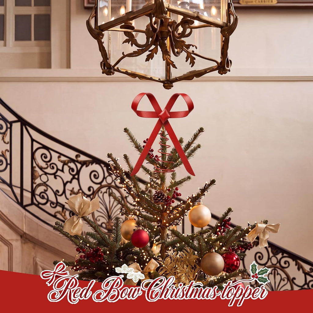 9.84 Inch Red Bow Christmas Tree Topper