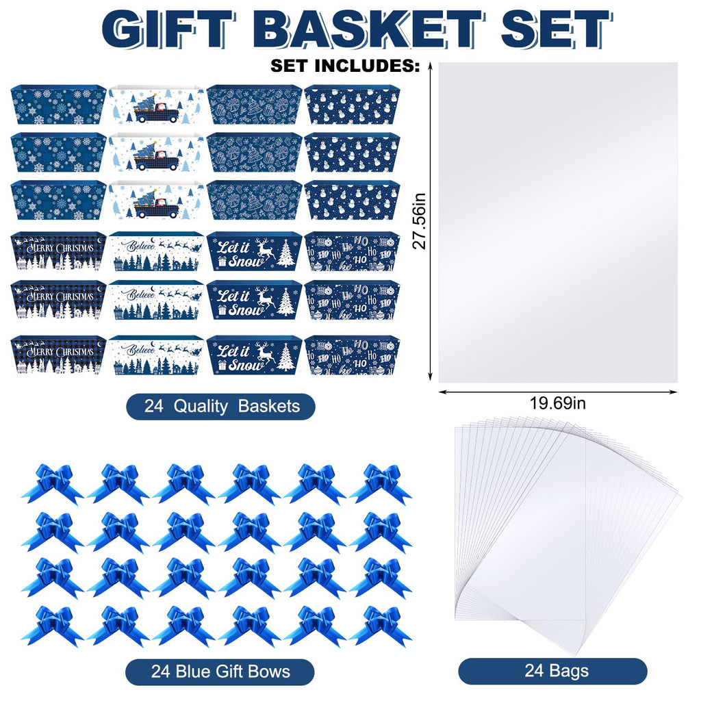 72 Pcs Christmas Blue Gift Baskets Empty to Fill Kit