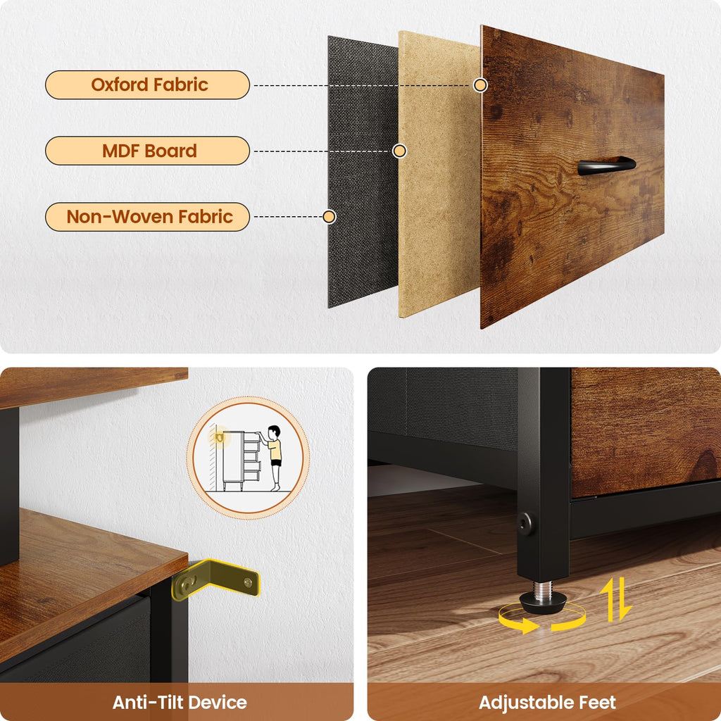 12 Drawers TV Stand Dresser for 55, 60, 70 inch TV