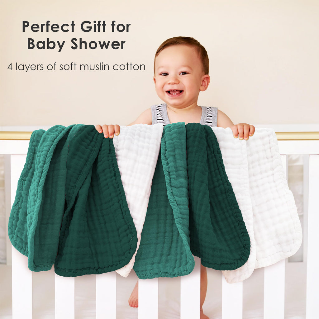 Muslin Burp Cloths for Baby 100% Cotton Burping Cloths for Unisex, Boy, Girl - Large 20'' by 10'' Newborn Essentials