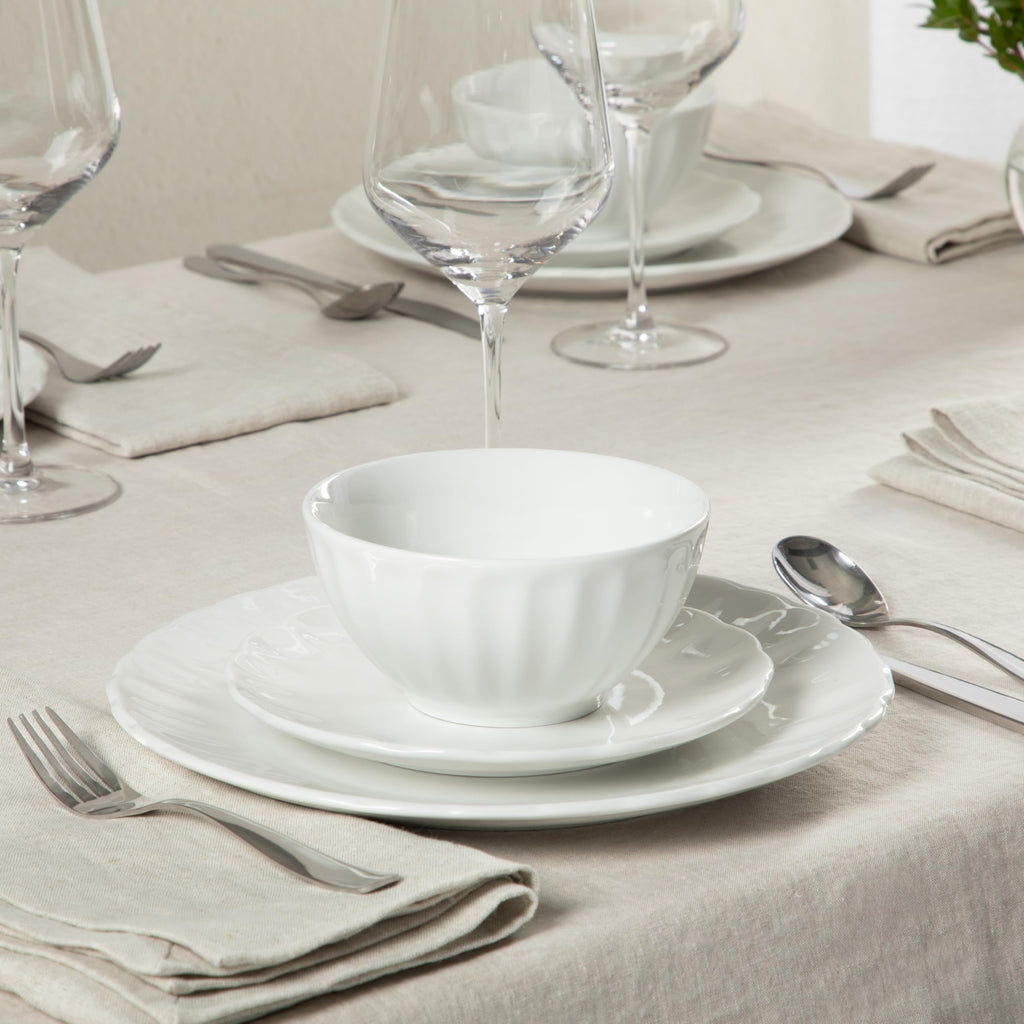Plates and Bowls Set, 12 Piece Dinnerware Set for 4, White