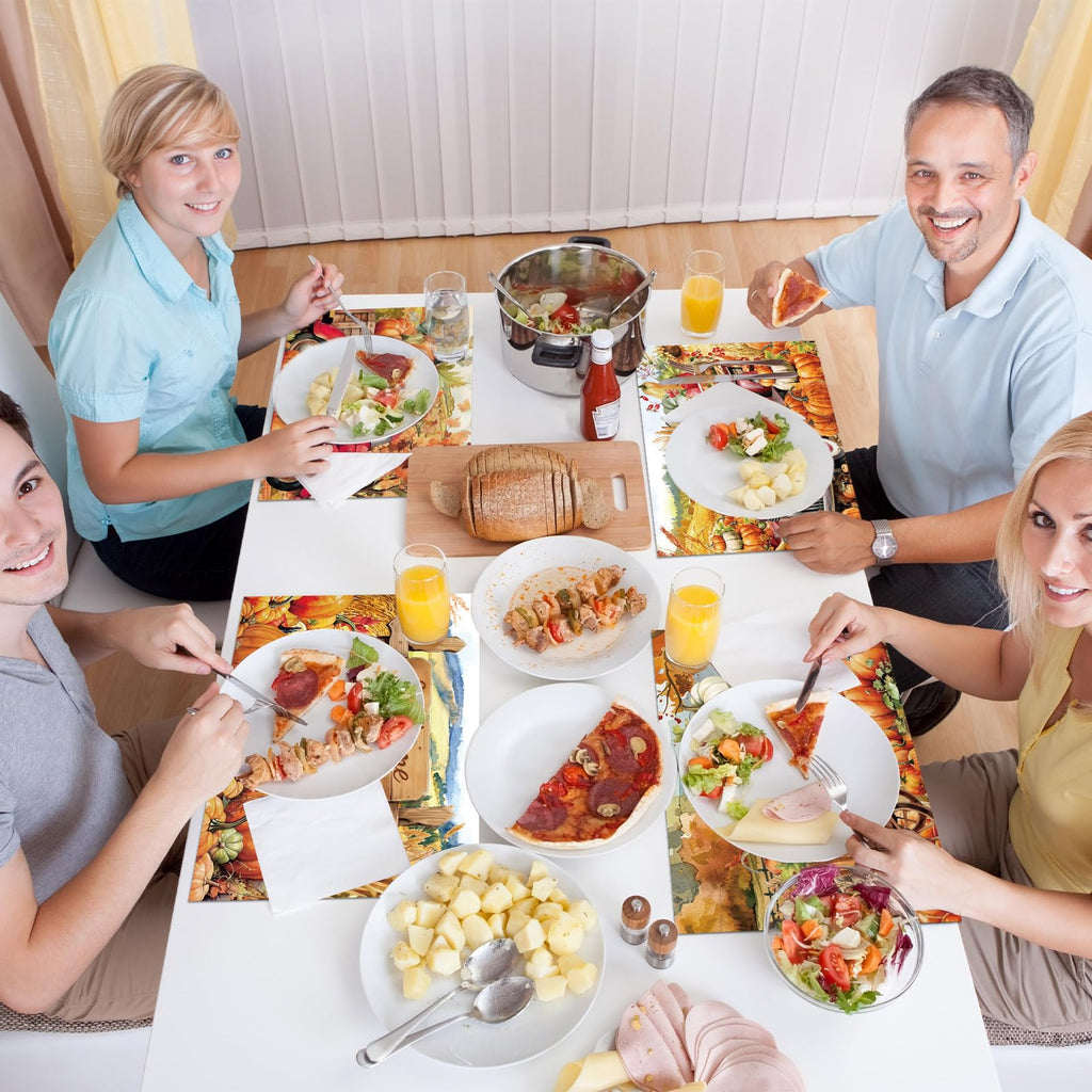 Fall Placemats Set of 6 Thanksgiving Pumpkin Plastic Table Mat 17×13×0.04in