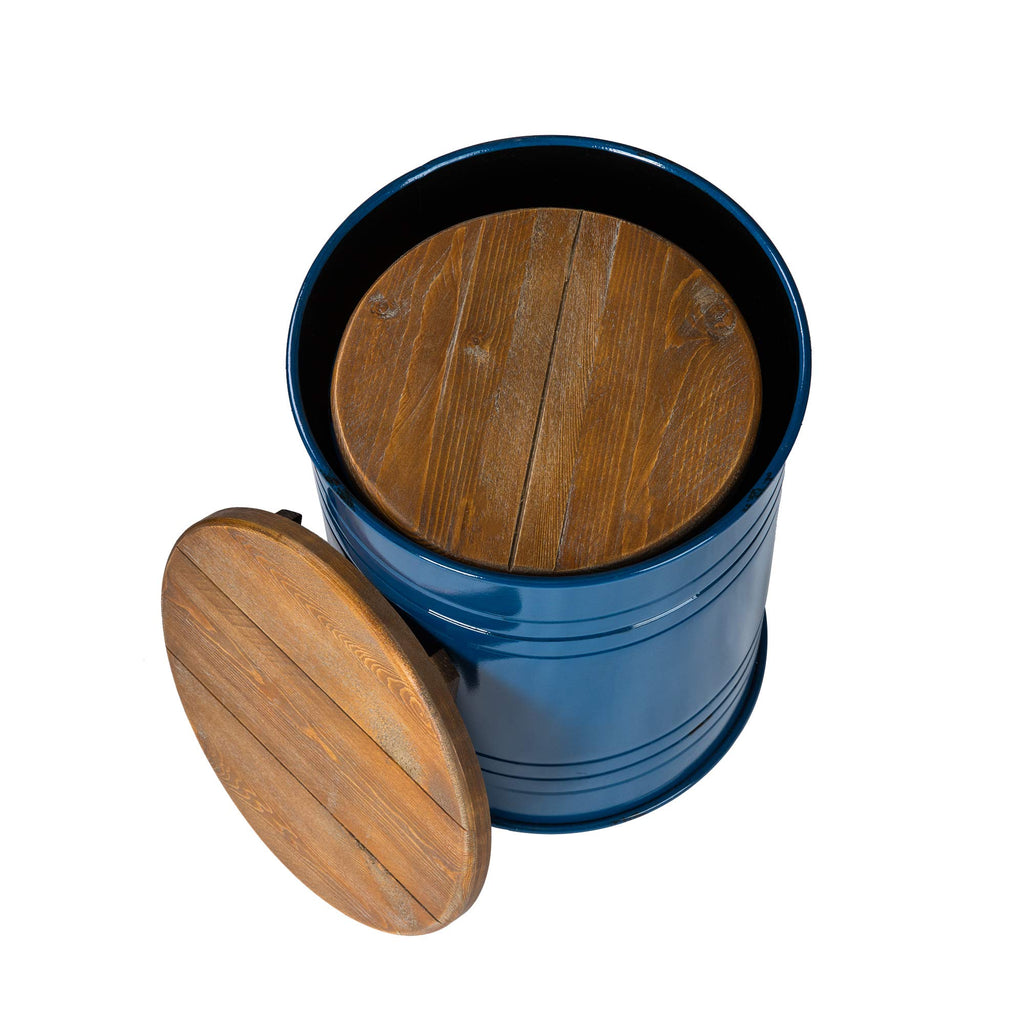 Nesting Tables, Round Coffee, Set of 2 Metal Farmhouse Small Accent End with Storage and Lid Office Plant Stander
