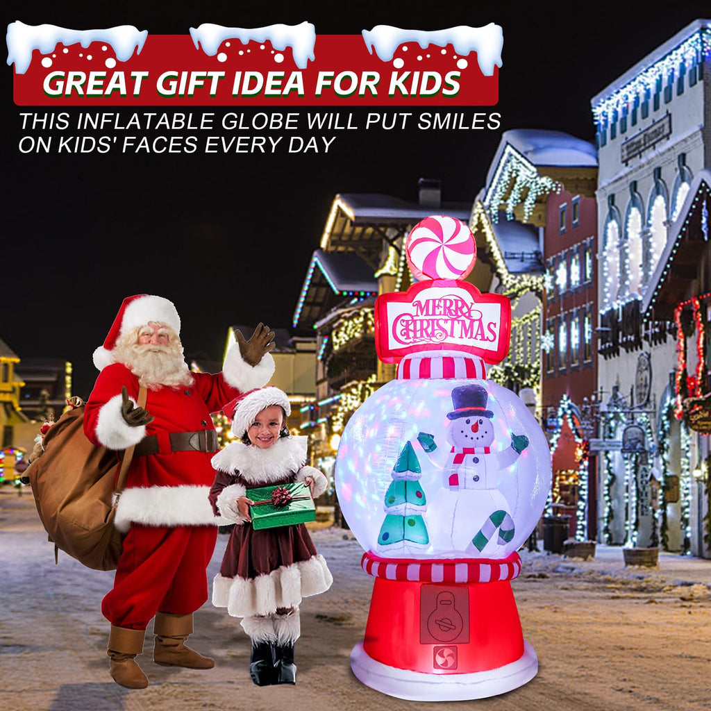 Christmas Inflatable Outdoor Snow Globe Decor with Rotatable Light