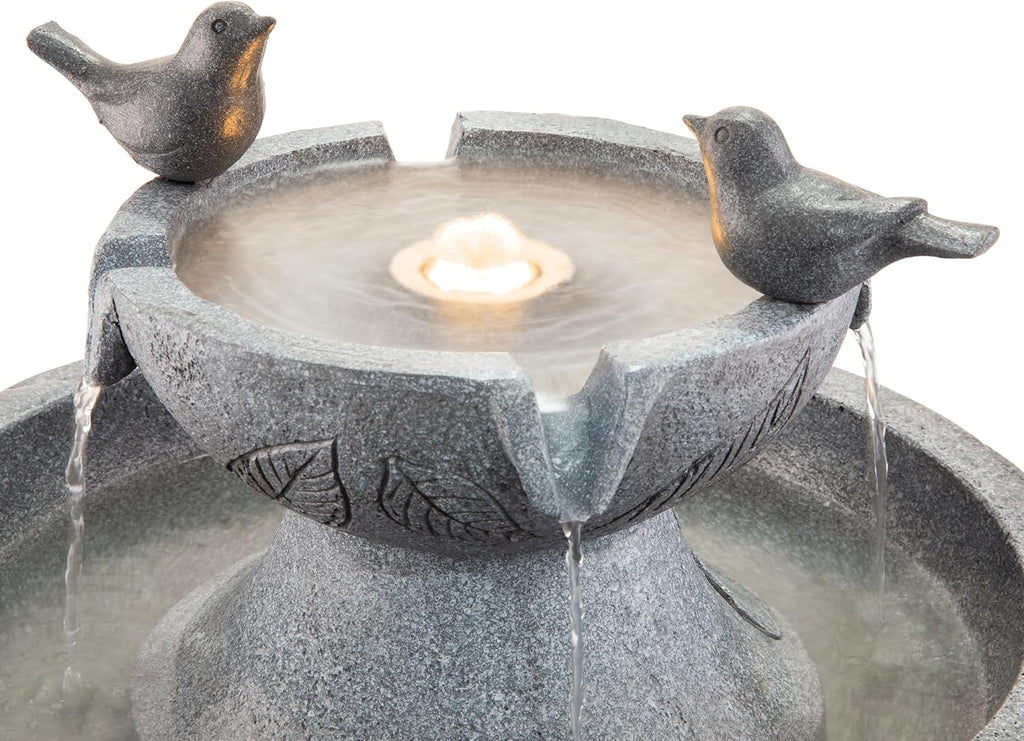 Outdoor Water Fountain with Lights & Pump