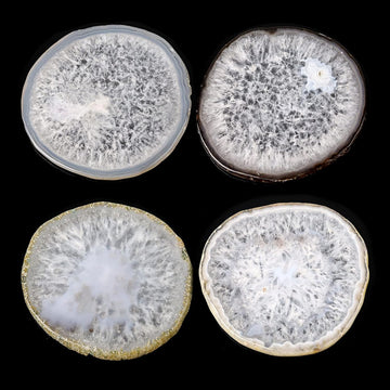 Natural Geode Agate Coaster for Drinks Crystal Coaster - Set of 4