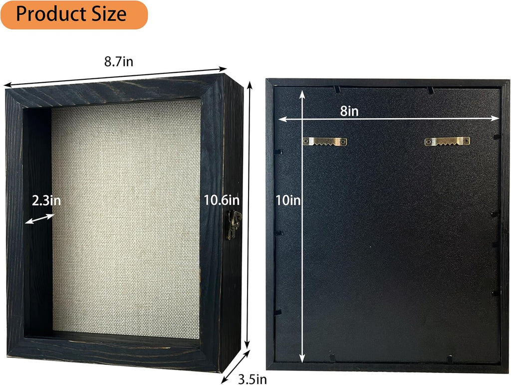 8x10 Pet Memorial Shadow Box Frame Paw Print Kit Solid Wood Pet Frame Black Dog Memorial Gifts for Loss of Dog