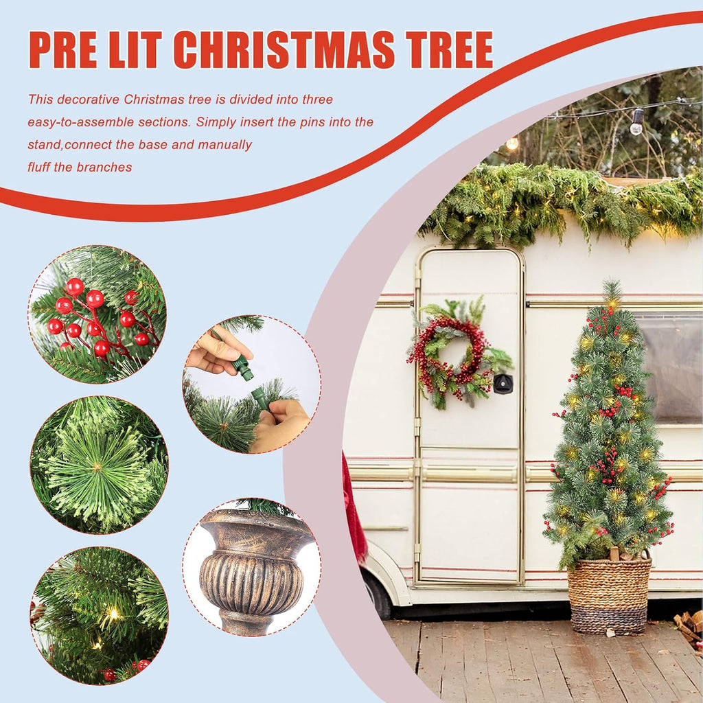 4FT Battery Powered Pre Lit Christmas Tree