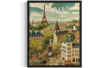 Paris France Unframed Print Poster, Europe City Skyline Artwork Painting Wall Vintage Painting Bathroom Living Room