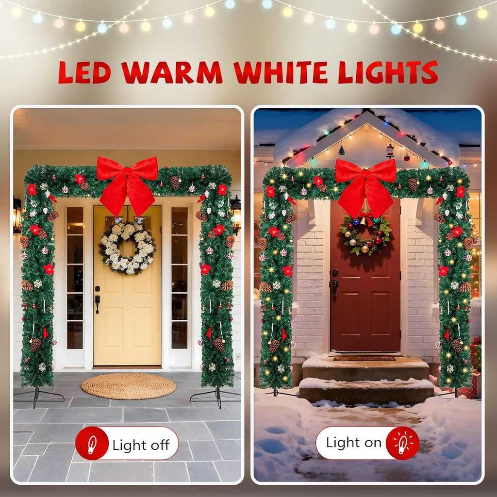 8FT Christmas Archway, 350 LED Flat Top PVC Arch