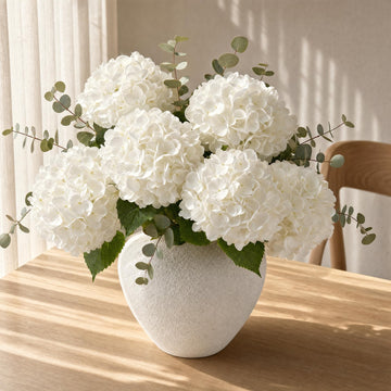 6 Pcs White Artificial with Eucalyptus for Vase