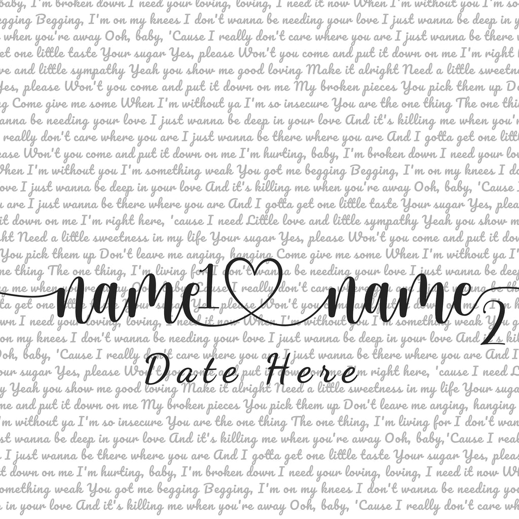 Custom Song Lyrics Paris Eiffel Tower Wall Photo or Canvas Prints with Couple's Names and Special Date on it, Perfect