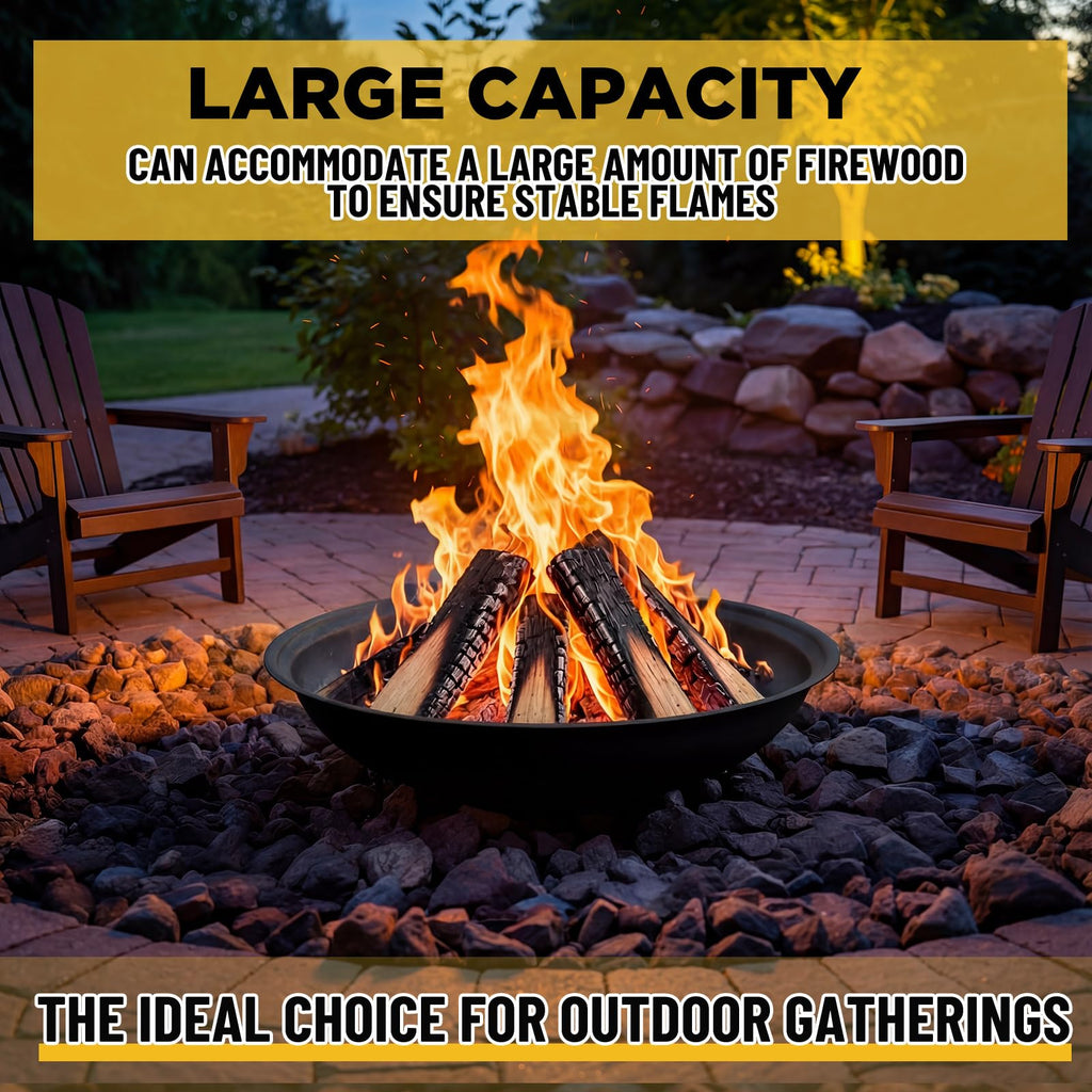 2 Pcs 23Inch Outdoor Fire Pit Bowl Replacement Insert, Carbon Steel