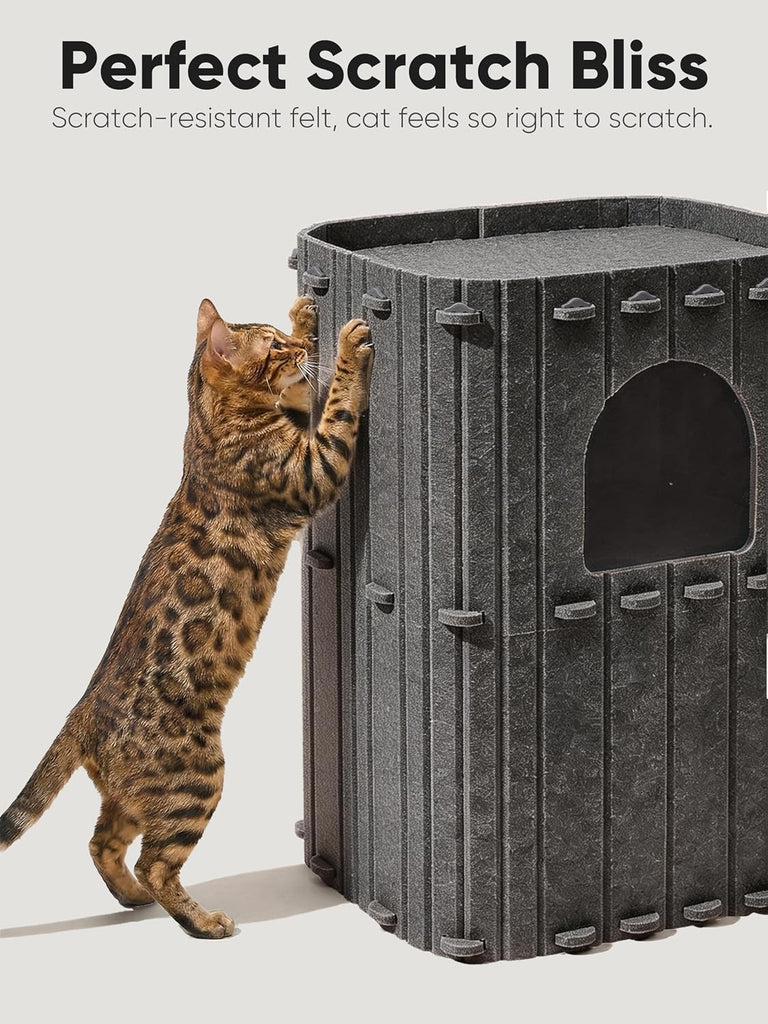 Cat House for Indoor Cats, Warm Felt Cat Bed, Scratch Resistant