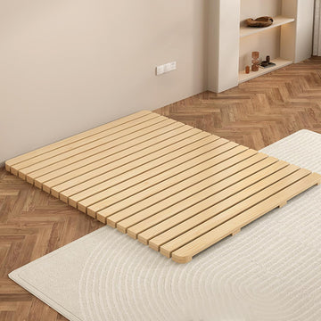 Solid Wood Slatted Bed Frame, Japanese Floor Bed Base, Roll-Up Mattress Support Mat, Folding Tatami Platform