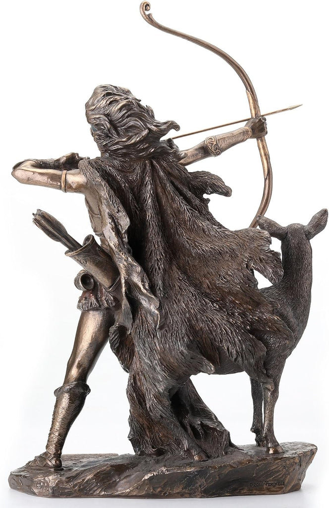 12 1/4 Inch Artemis Goddess of Hunt and Wilderness Cold Cast Resin Greek Statue Bronze Finish Sculpture | 11 3/4 In.