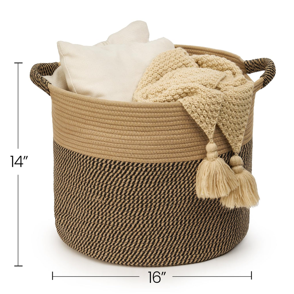 Blanket Basket, Woven Rope Storage Basket