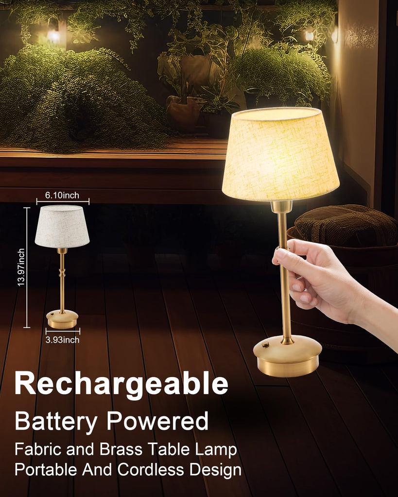 Cordless Rechargeable Table Lamp, Small Battery Operated Table Light