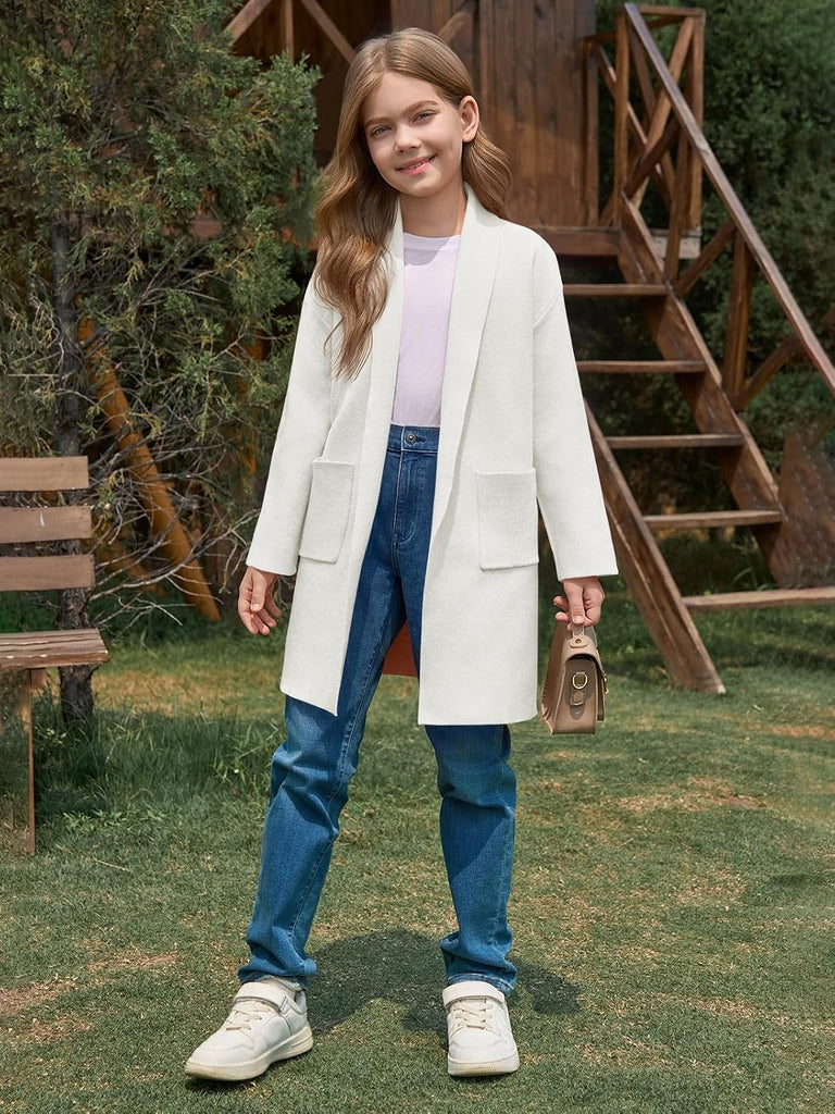 Girls Long Cardigan Sweaters Oversized Open Front Outerwear