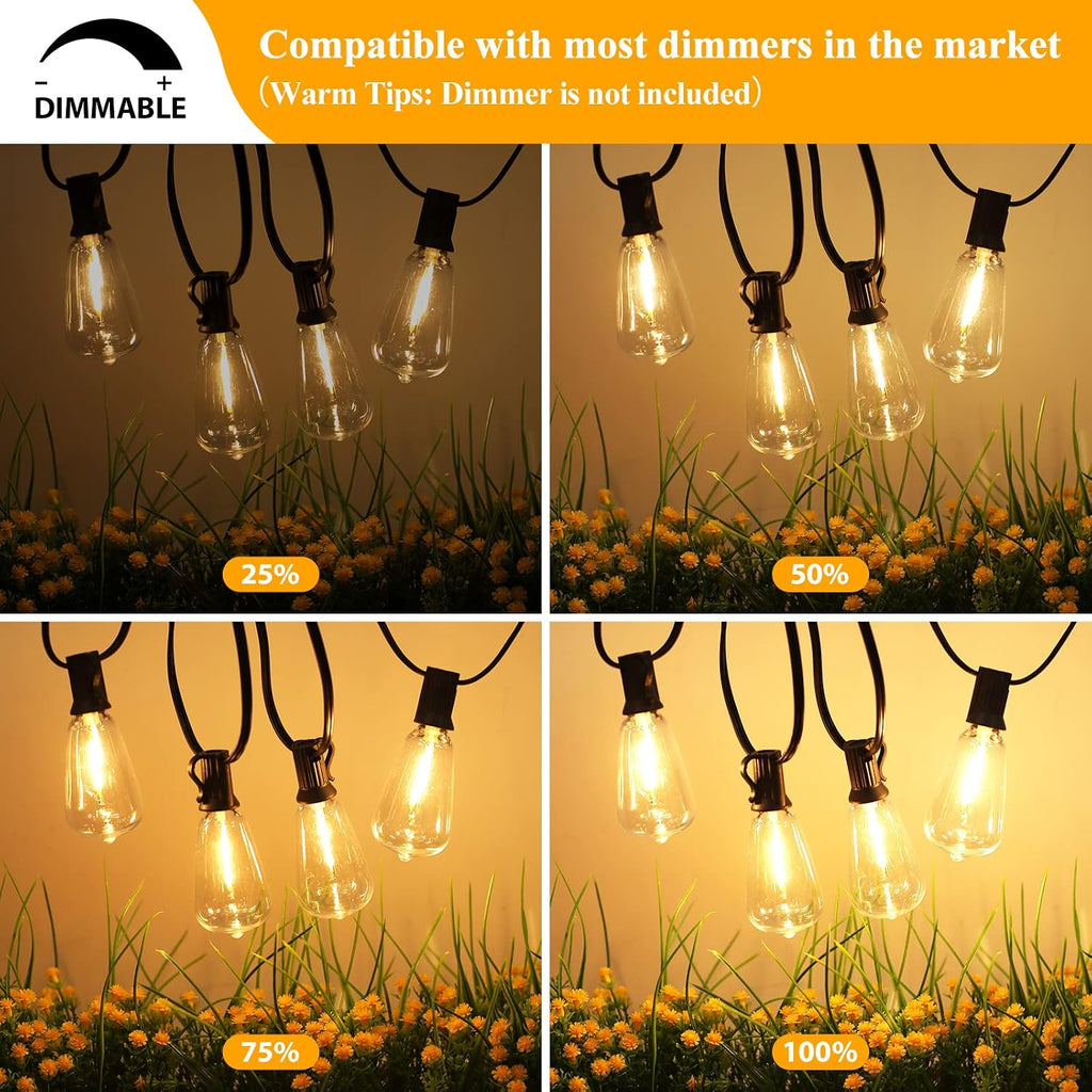 Outdoor String Lights 200FT Waterproof, Patio String Lights for Outside with 100+4 ST38 Shatterproof LED Filament