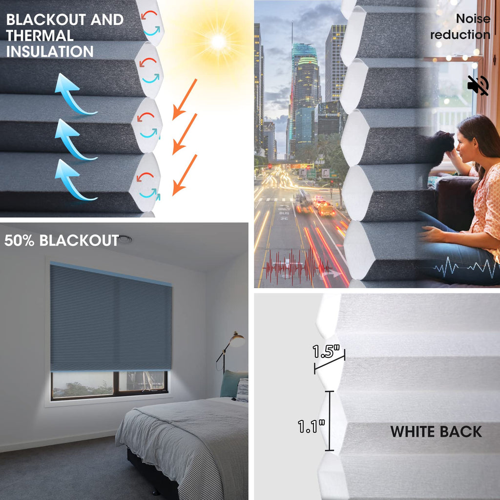 Motorized 60% Blackout Cellular Shade Compatible with Homekit Alexa, Smart Blinds Honeycomb Shade Light Filtering