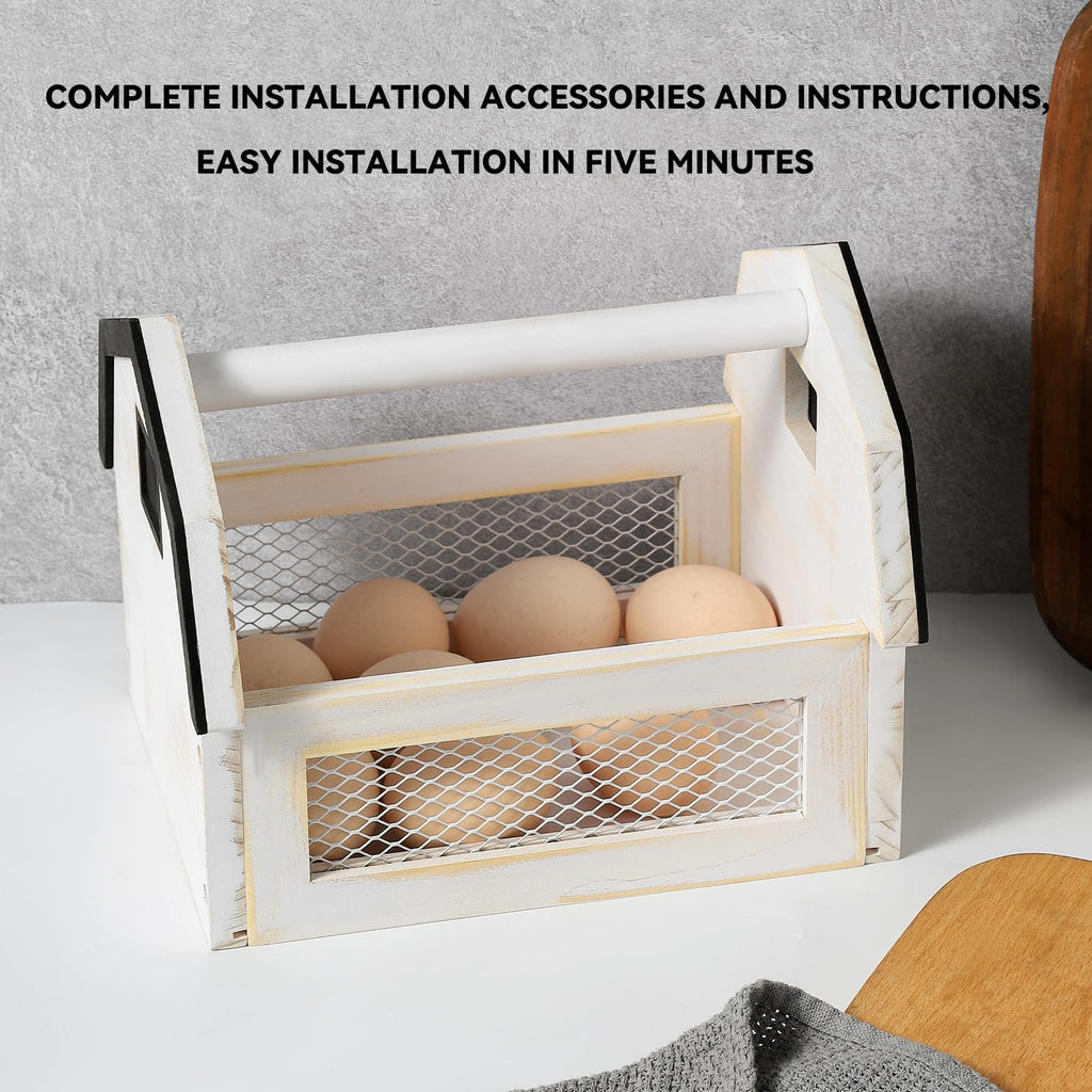 Egg Basket for Gathering Fresh Eggs, Farmhouse Wood Egg Collecting Basket, Egg Basket Countertop.