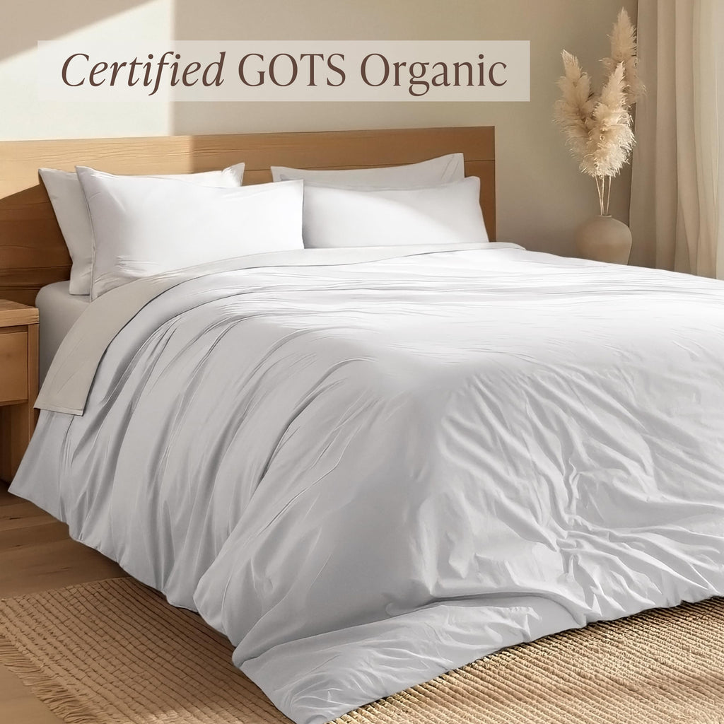 100% Organic Cotton Percale Duvet Cover Set (, White)