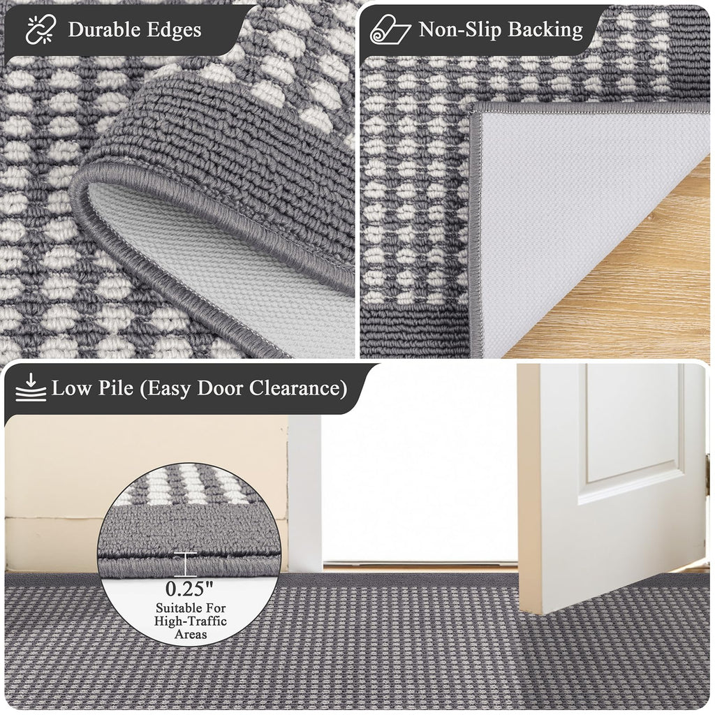 Runner Rug s 2.6'x10' Heavy-Duty Durable Entryway Floor Mat with Non Slip Rubber Backing Low-Pile High Traffic Carpet