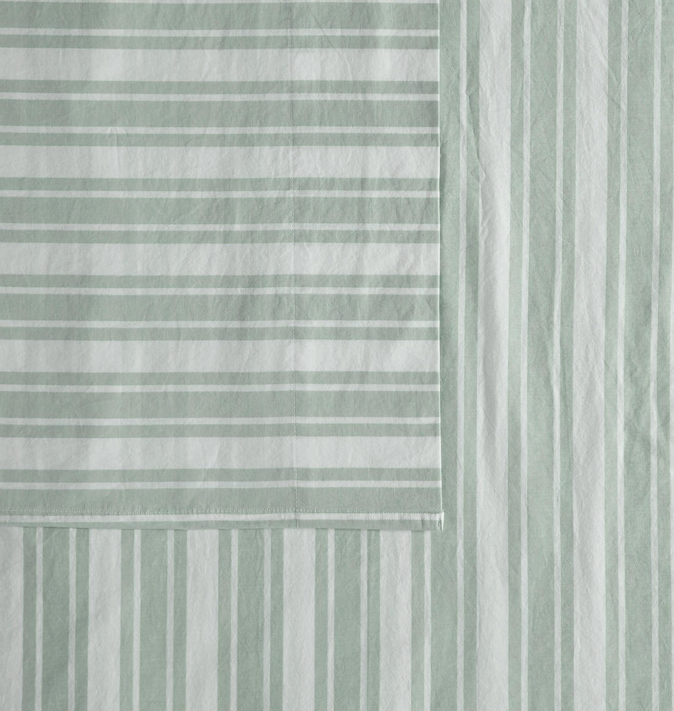 Wide Ticking Stripe Green 4 Piece Sheet Set