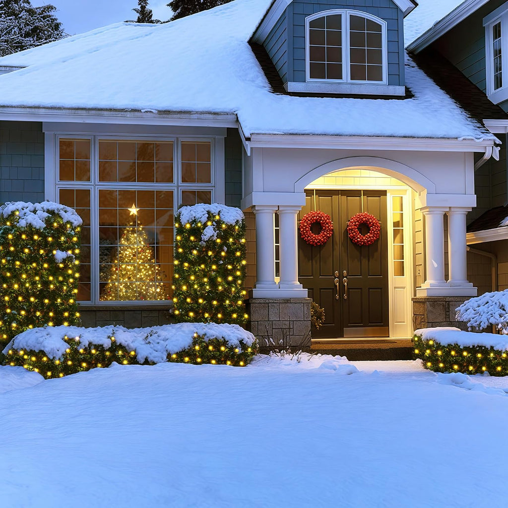 Christmas Lights Outdoor 360 LED 9.8ft x 6.6ft Christmas Net Lights with 8 Modes, UL Certified, Timer, Connectable
