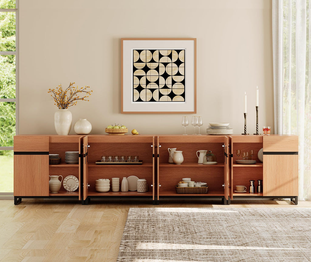 Sideboard Buffet Cabinets, Modern Sideboard with Adjustable Shelf and Metal Base, Coffee Bar Cabinet Storage Cabinet