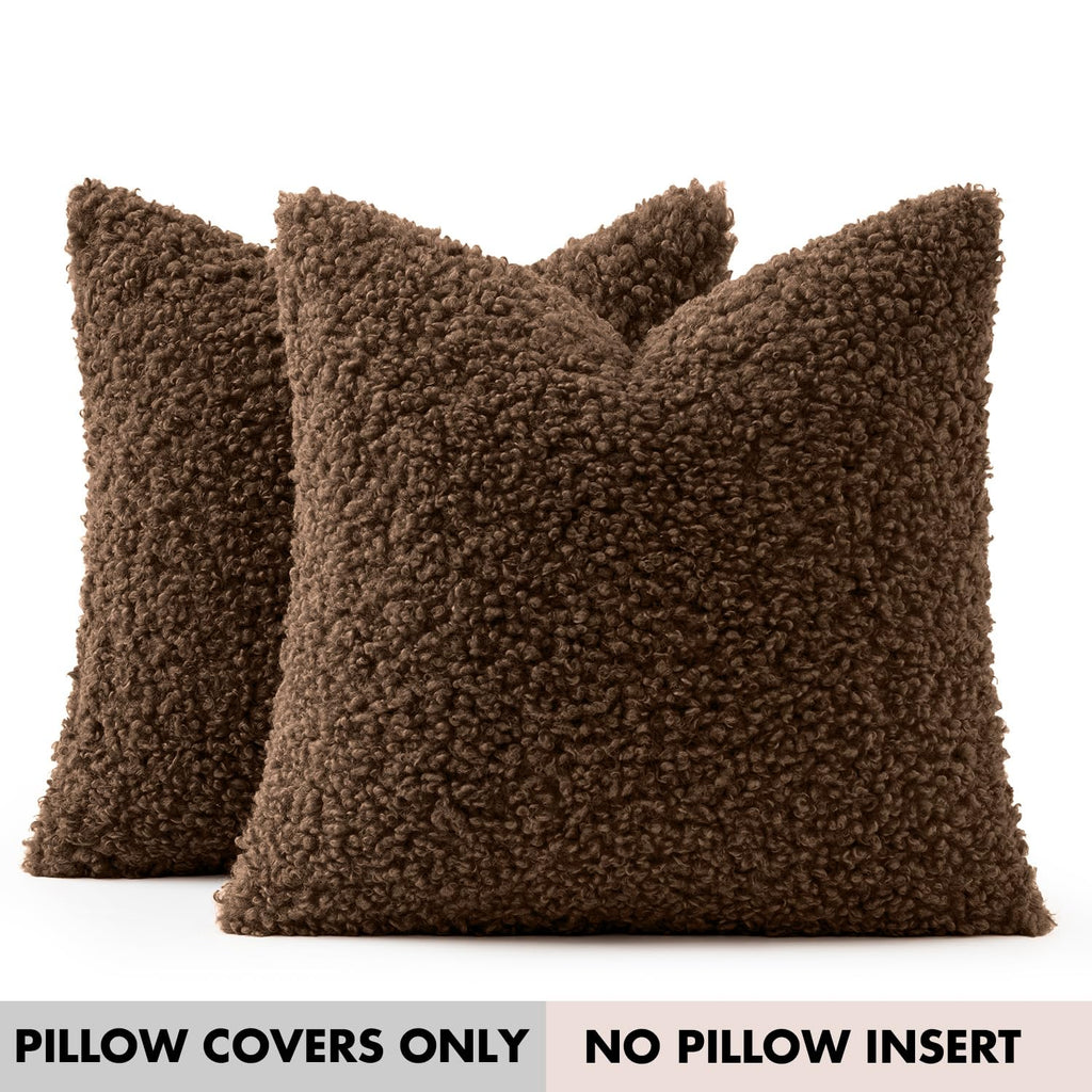 Faux Fur Throw Pillow Covers 20x20 Inch Drak Brown