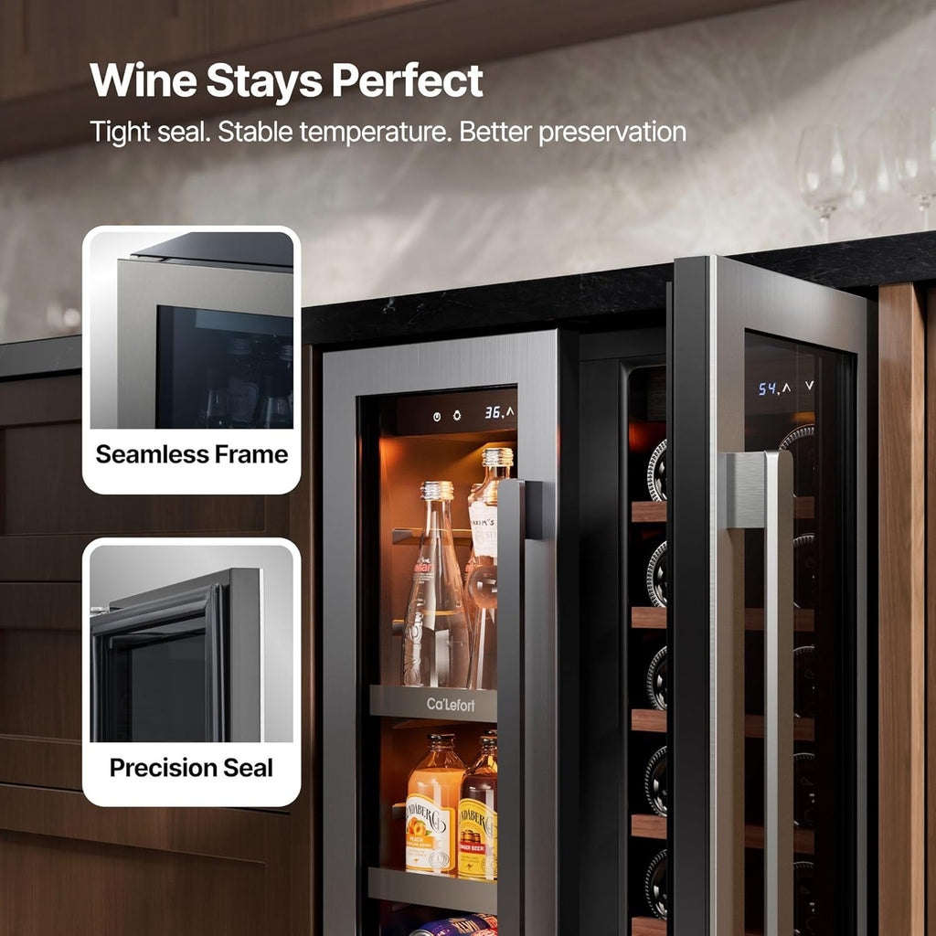 24 Inch Wine and Beverage Refrigerator, 60 Cans 20 Bottles Dual Zone Cooler with