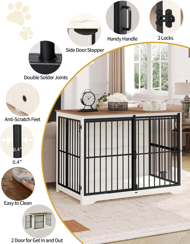 XXL Dog Crate Furniture Indoor Dog Kennel with Barn Door